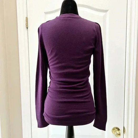 Ricki’s Wrap Front Sweater Deep V Neck Thin Knit Stretch Fit Purple Size XS - Picture 14 of 15